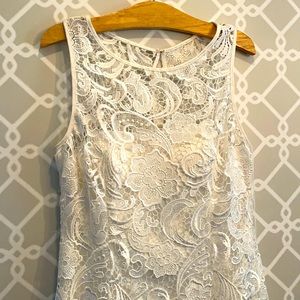 Adrianna Papell White Lace Bridal Dress Size 8 EUC